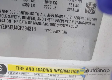 2012 Chevrolet Malibu Ls z USA, uszkodzony, nr VIN 1G1ZA5EU4CF394318